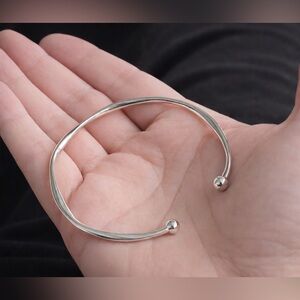 Sterling Silver Open Cuff beads Bracelet - unisex 925 silver